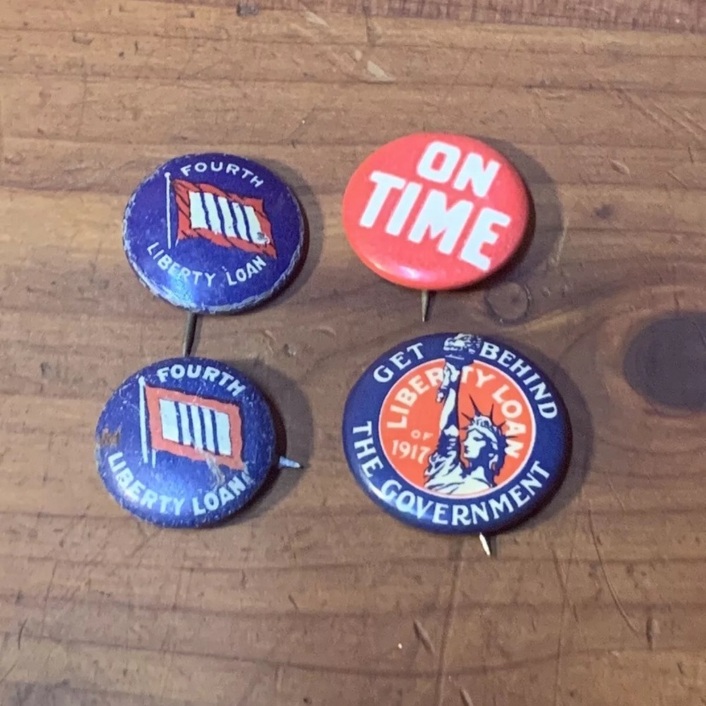Vintage Liberty Loan Pin Set - Red, Blue, White Antique WW1 - Picture 3 of 12